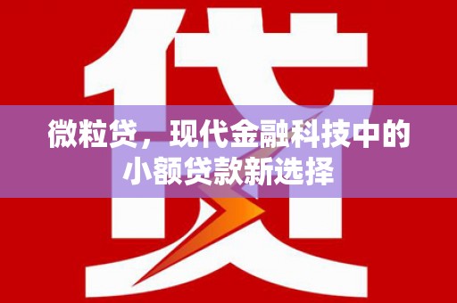 义马微粒贷，现代金融科技中的小额贷款新选择
