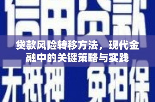 义马贷款风险转移方法，现代金融中的关键策略与实践