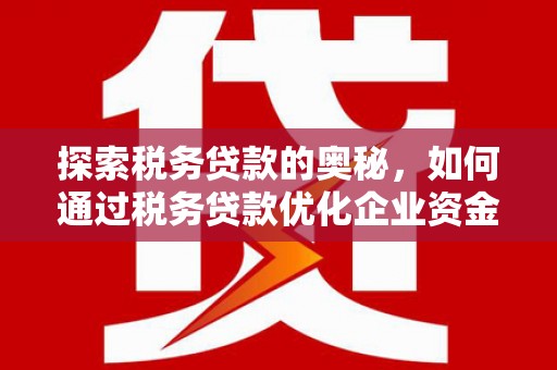 义马探索税务贷款的奥秘，如何通过税务贷款优化企业资金流