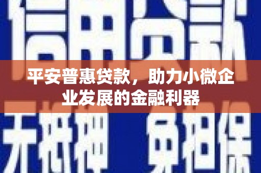 义马平安普惠贷款，助力小微企业发展的金融利器